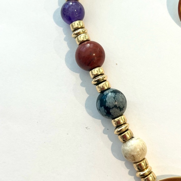 Vintage Carlton Ridge Sutton Hoo Gold and Multicolor Beaded Necklace Earring Set - Picture 2 of 3